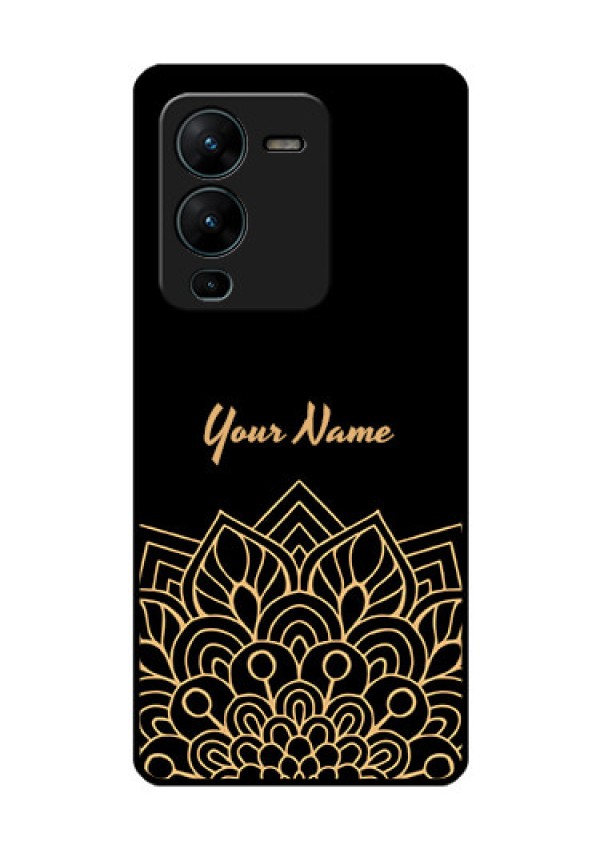 Vivo V25 Pro 5G Custom Glass Phone Case - Golden mandala Design