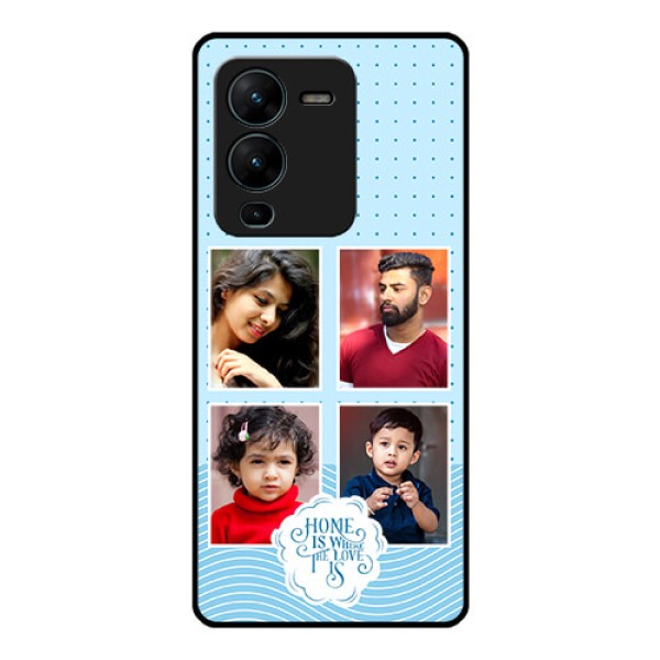 Vivo V25 Pro 5G Custom Glass Phone Case - Cute love quote with 4 pic upload Design Vivo V25 Pro 5G Custom Glass Phone Case - Cute love quote with 4 pic upload Design