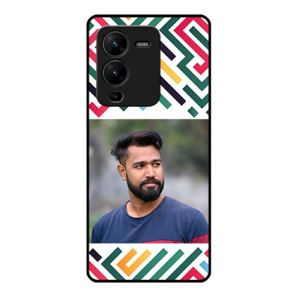 Vivo V25 Pro 5G Personalized Glass Phone Case - Colorful Maze Pattern Design