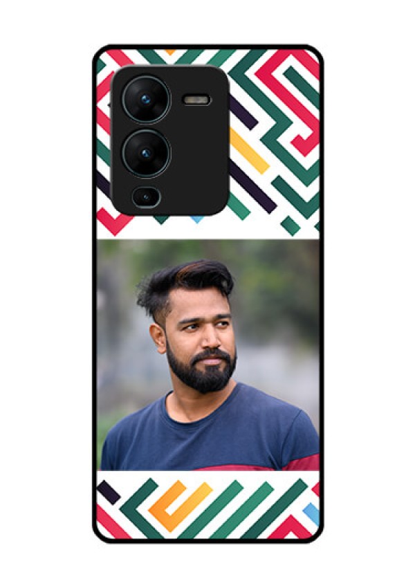 Vivo V25 Pro 5G Personalized Glass Phone Case - Colorful Maze Pattern Design