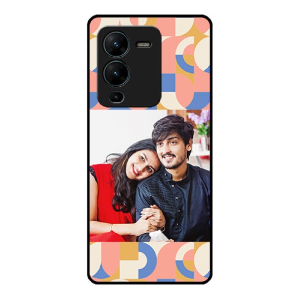 Vivo V25 Pro 5G Photo Printing on Glass Case - Semi-circle Maze Pattern Design