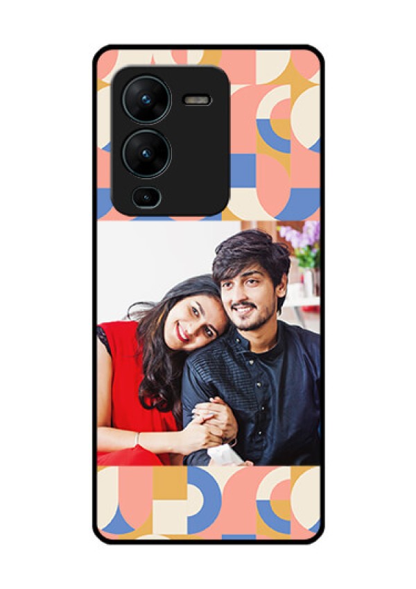 Vivo V25 Pro 5G Photo Printing on Glass Case - Semi-circle Maze Pattern Design