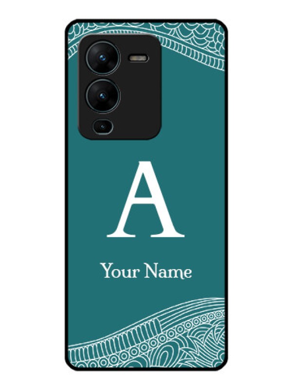 Custom Vivo V25 Pro 5G Personalized Glass Phone Case - line art pattern with custom name Design