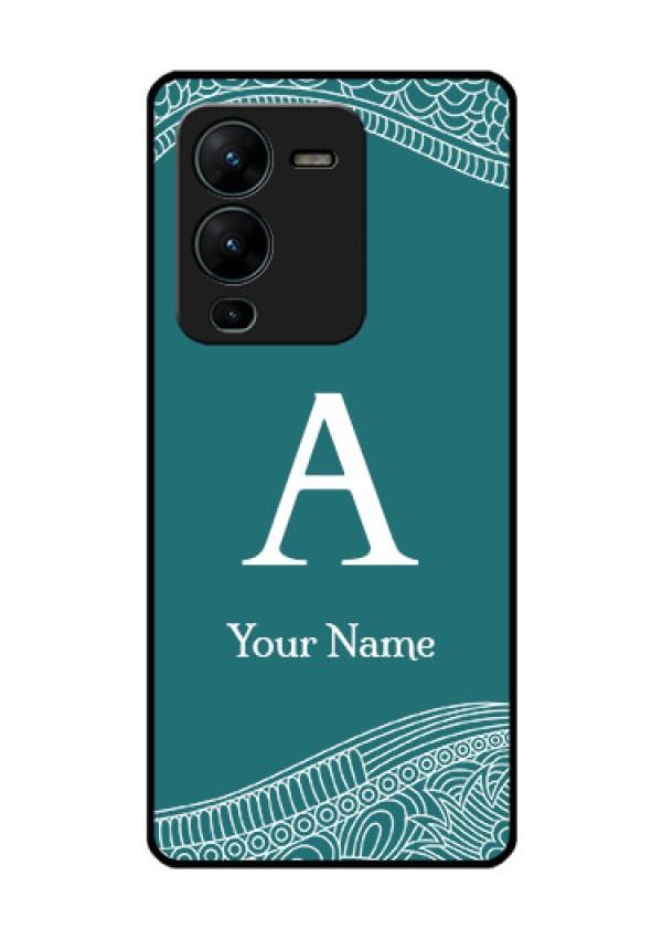 Vivo V25 Pro 5G Personalized Glass Phone Case - line art pattern with custom name Design