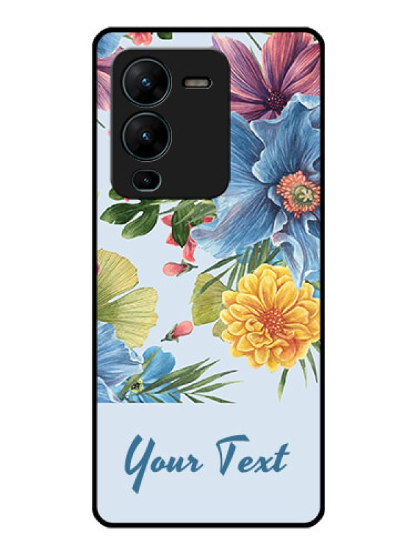 Custom Vivo V25 Pro 5G Custom Glass Mobile Case - Stunning Watercolored Flowers Painting Design