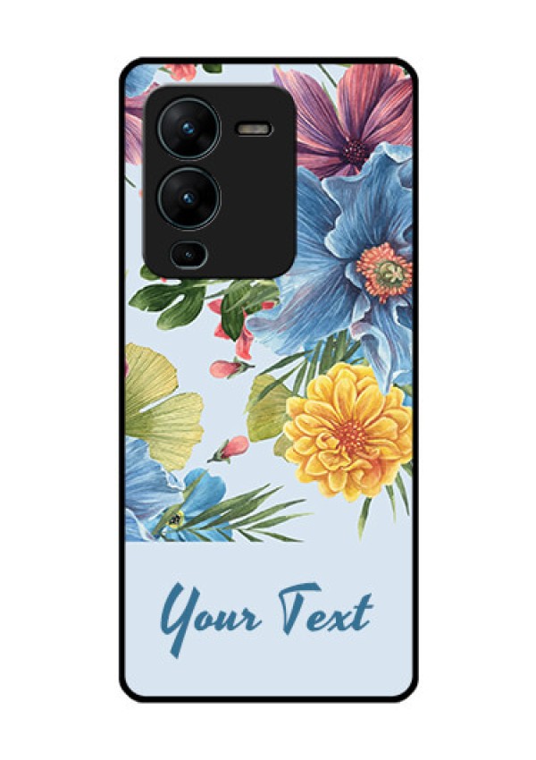 Vivo V25 Pro 5G Custom Glass Mobile Case - Stunning Watercolored Flowers Painting Design