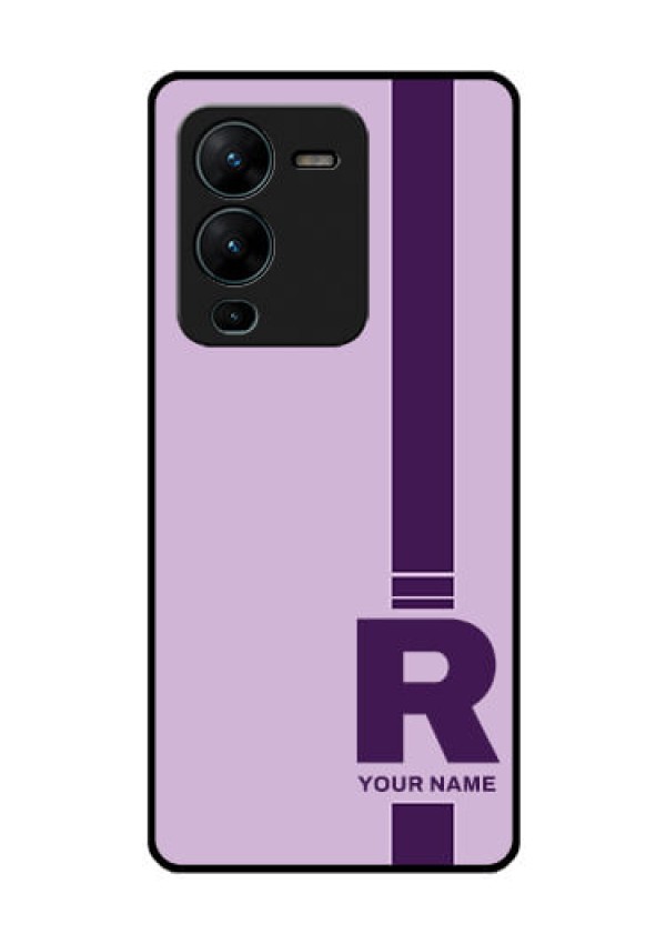 Vivo V25 Pro 5G Photo Printing on Glass Case - Simple dual tone stripe with name Design
