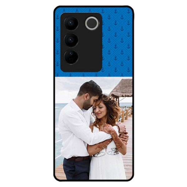 Vivo V27 Pro 5G Photo Printing on Glass Case - Blue Anchors Design