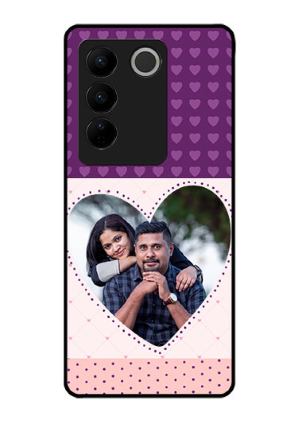 Vivo V27 Pro 5G Custom Glass Phone Case - Violet Love Dots Design