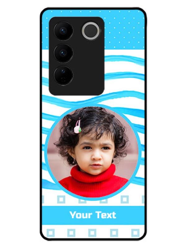 Custom Vivo V27 Pro 5G Custom Glass Phone Case - Simple Blue Case Design