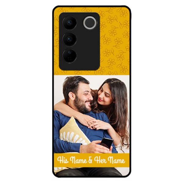 Vivo V27 Pro 5G Custom Glass Mobile Case - Yellow Floral Design