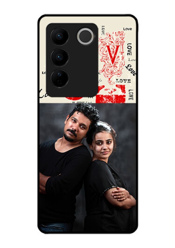 Vivo V27 Pro 5G Photo Printing on Glass Case - Trendy Love Design Case