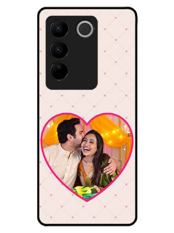 Custom Vivo V27 Pro 5G Custom Glass Mobile Case - Heart Shape Design