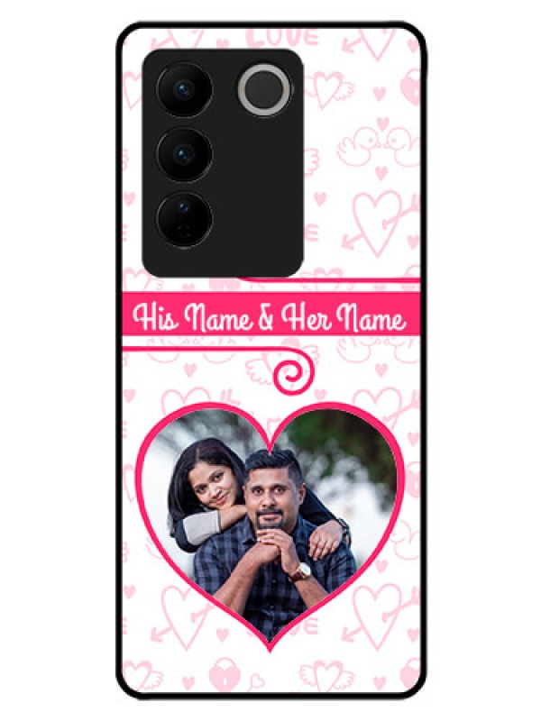 Custom Vivo V27 Pro 5G Personalized Glass Phone Case - Heart Shape Love Design