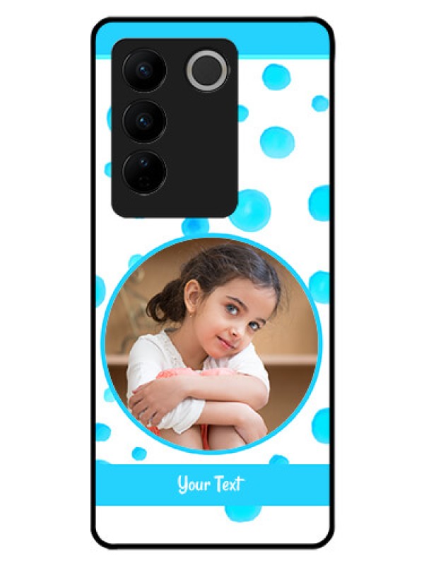 Custom Vivo V27 Pro 5G Photo Printing on Glass Case - Blue Bubbles Pattern Design
