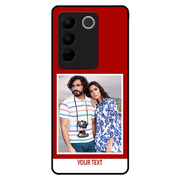 Vivo V27 Pro 5G Personalized Glass Phone Case - Simple Red Color Design