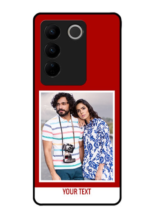 Vivo V27 Pro 5G Personalized Glass Phone Case - Simple Red Color Design