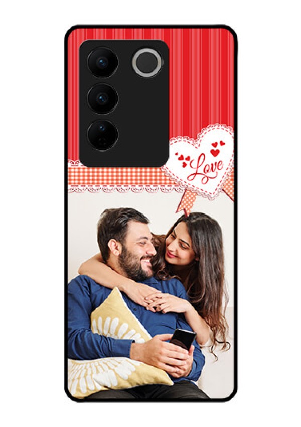 Vivo V27 Pro 5G Custom Glass Mobile Case - Red Love Pattern Design