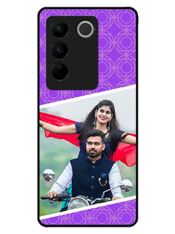 Custom Vivo V27 Pro 5G Custom Glass Phone Case - Violet Pattern Design
