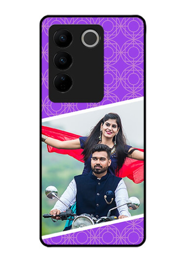 Vivo V27 Pro 5G Custom Glass Phone Case - Violet Pattern Design