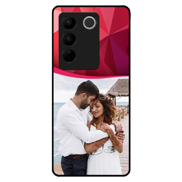 Vivo V27 Pro 5G Custom Glass Mobile Case - Red Abstract Design