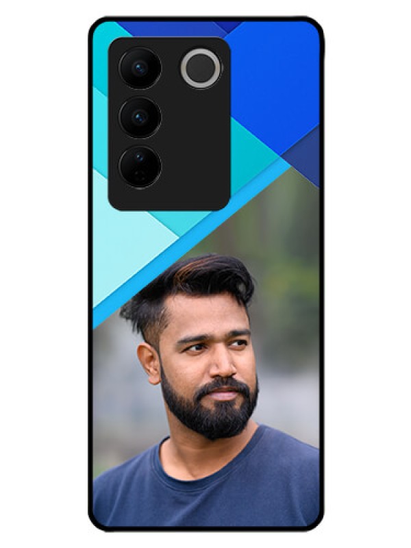 Custom Vivo V27 Pro 5G Custom Glass Phone Case - Blue Pattern Design