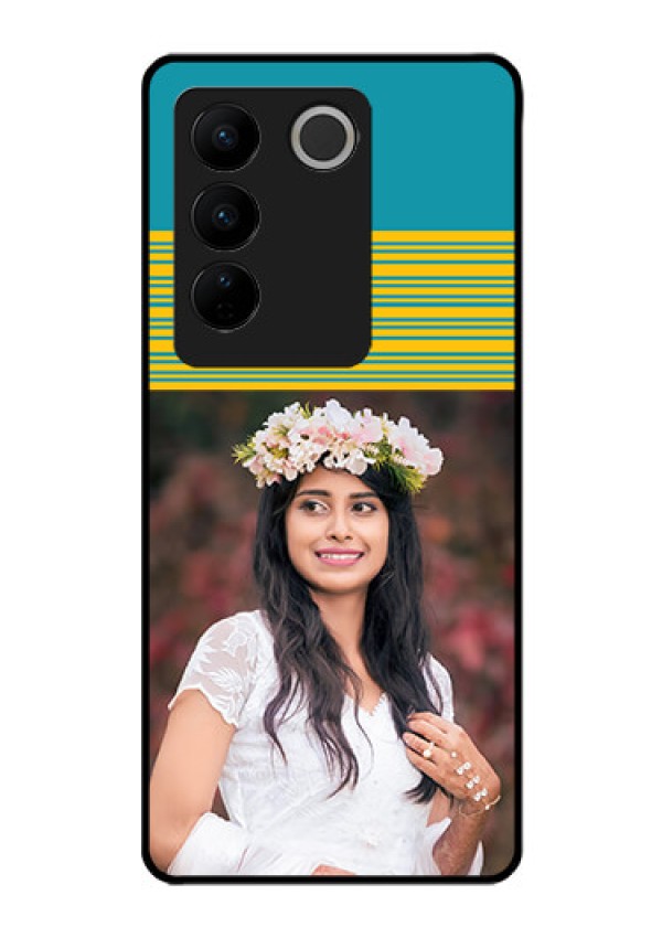 Vivo V27 Pro 5G Custom Glass Phone Case - Yellow & Blue Design