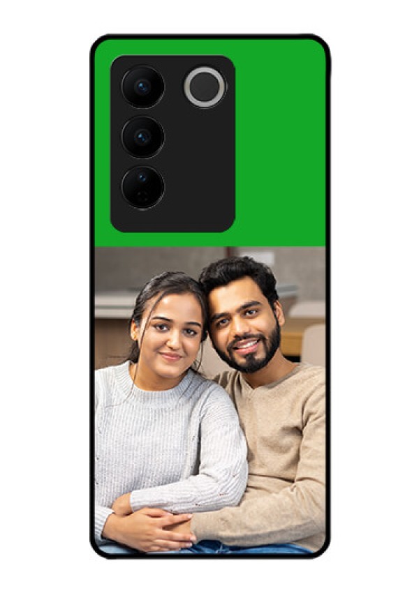 Vivo V27 Pro 5G Personalized Glass Phone Case - Green Pattern Design