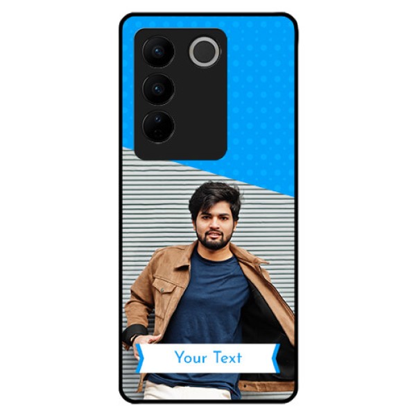 Vivo V27 Pro 5G Photo Printing on Glass Case - Simple Blue Color Design Vivo V27 Pro 5G Photo Printing on Glass Case - Simple Blue Color Design