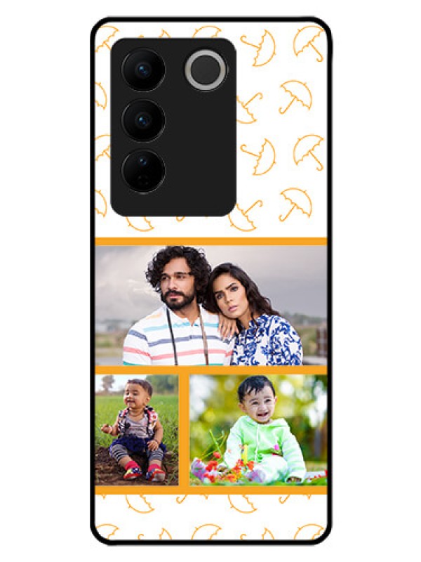 Custom Vivo V27 Pro 5G Custom Glass Mobile Case - Yellow Pattern Design