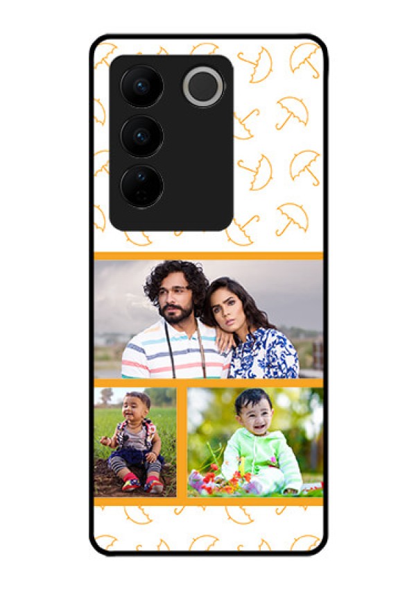 Vivo V27 Pro 5G Custom Glass Mobile Case - Yellow Pattern Design
