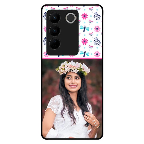 Vivo V27 Pro 5G Photo Printing on Glass Case - Colorful Flower Design Vivo V27 Pro 5G Photo Printing on Glass Case - Colorful Flower Design