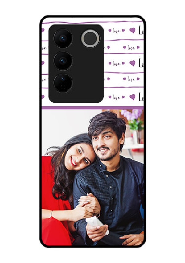 Vivo V27 Pro 5G Custom Glass Mobile Case - Couples Heart Design