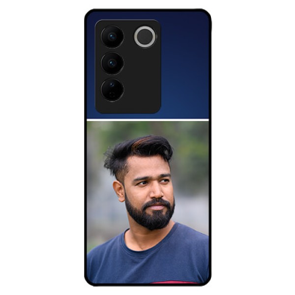 Vivo V27 Pro 5G Personalized Glass Phone Case - Simple Royal Blue Design