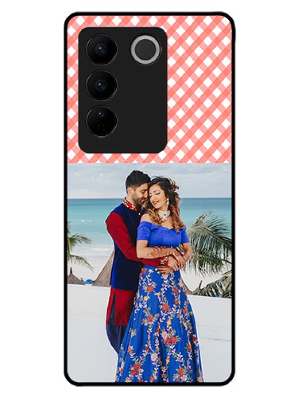 Custom Vivo V27 Pro 5G Personalized Glass Phone Case - Pink Pattern Design