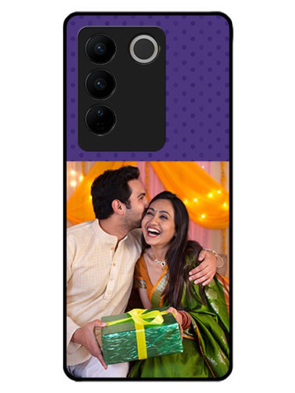 Custom Vivo V27 Pro 5G Personalized Glass Phone Case - Violet Pattern Design