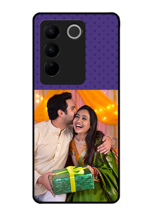 Vivo V27 Pro 5G Personalized Glass Phone Case - Violet Pattern Design