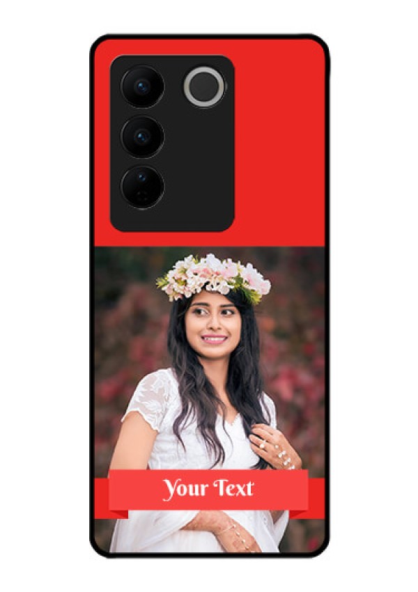 Vivo V27 Pro 5G Custom Glass Phone Case - Simple Red Color Design
