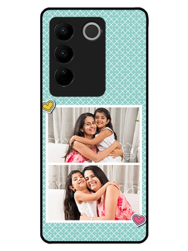 Custom Vivo V27 Pro 5G Custom Glass Phone Case - 2 Image Holder with Pattern Design