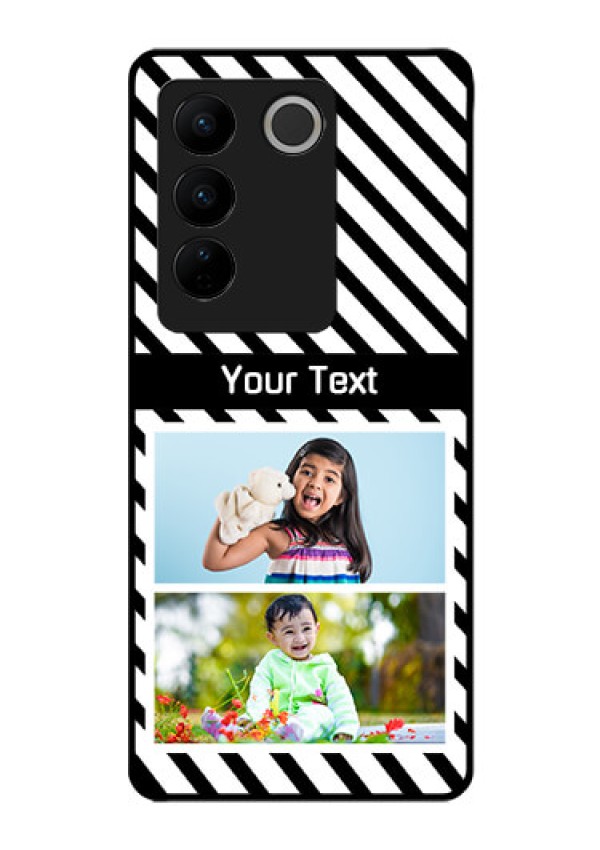 Vivo V27 Pro 5G Photo Printing on Glass Case - Black And White Stripes Design
