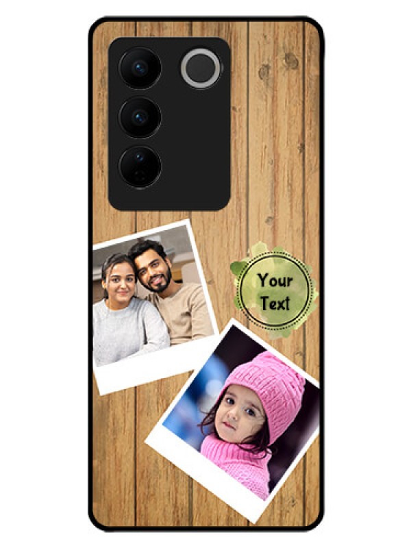 Custom Vivo V27 Pro 5G Custom Glass Phone Case - Wooden Texture Design