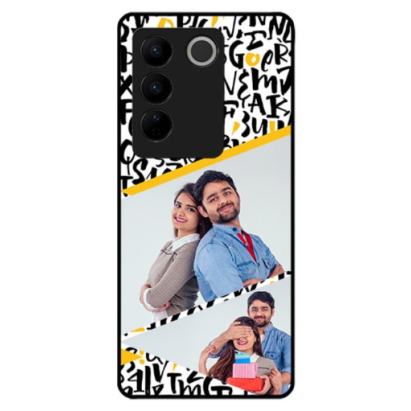 Vivo V27 Pro 5G Custom Glass Mobile Case - Letters Pattern Design