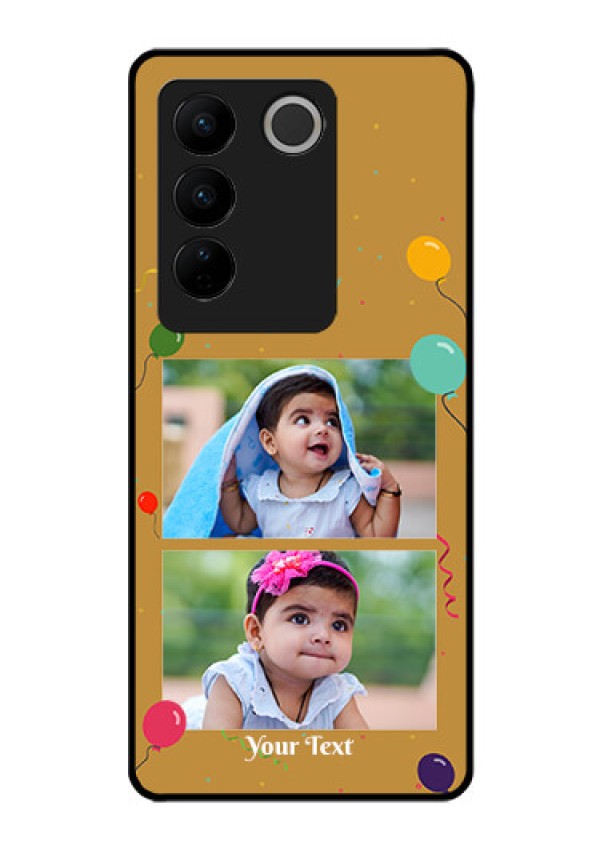 Vivo V27 Pro 5G Personalized Glass Phone Case - Image Holder with Birthday Celebrations Design