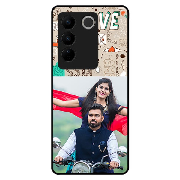 Vivo V27 Pro 5G Custom Glass Phone Case - Love Doodle Pattern