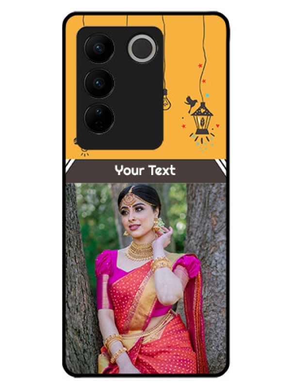 Custom Vivo V27 Pro 5G Custom Glass Mobile Case - with Family Picture and Icons