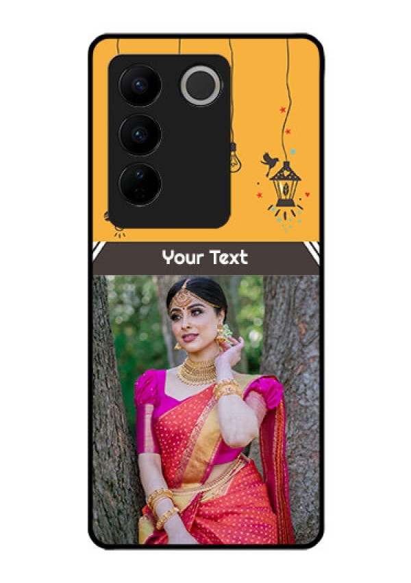 Vivo V27 Pro 5G Custom Glass Mobile Case - with Family Picture and Icons