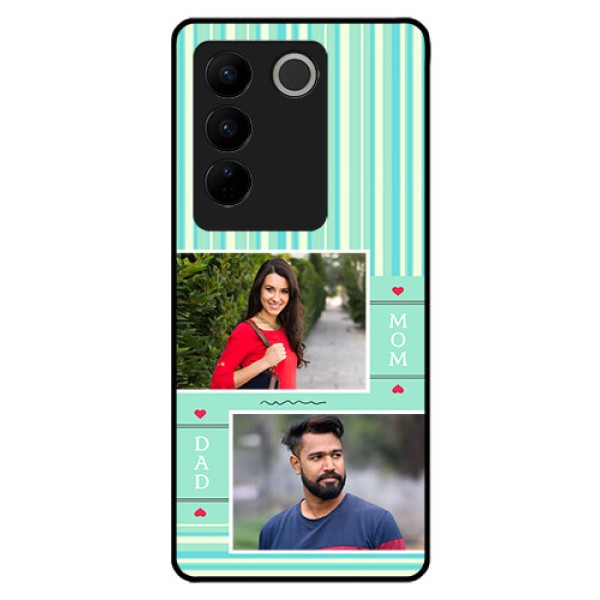Vivo V27 Pro 5G Custom Glass Phone Case - Mom & Dad Pic Design