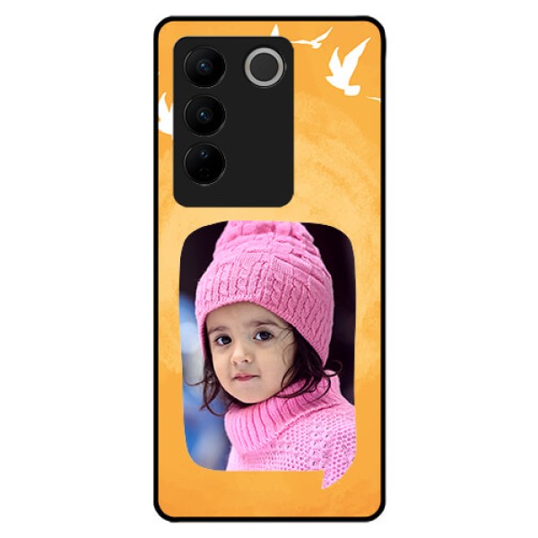 Vivo V27 Pro 5G Personalized Glass Phone Case - Water Color Design with Bird Icons Vivo V27 Pro 5G Personalized Glass Phone Case - Water Color Design with Bird Icons