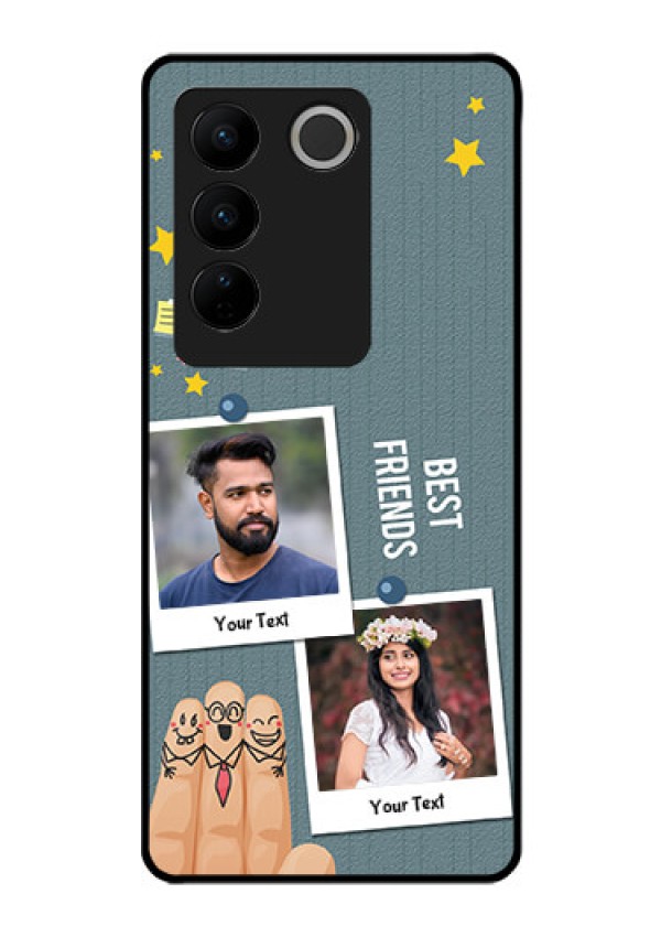 Vivo V27 Pro 5G Personalized Glass Phone Case - Sticky Frames and Friendship Design