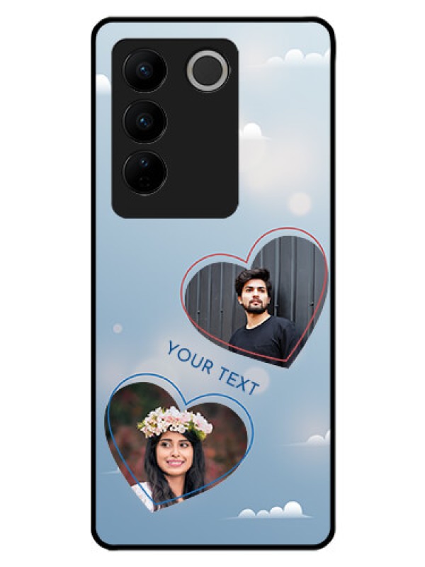 Custom Vivo V27 Pro 5G Custom Glass Mobile Case - Blue Color Couple Design
